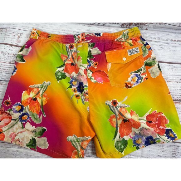Mens POLO RALPH LAUREN Orange Floral Bright Swim Trunks sz XL  Excellent Cond! - Picture 6 of 6